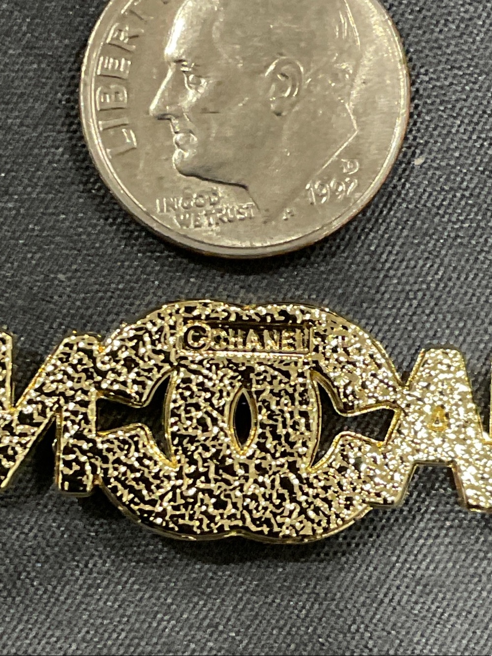 Gold-Tone Brooch with Red Crystal Logo - Picture 3 of 4